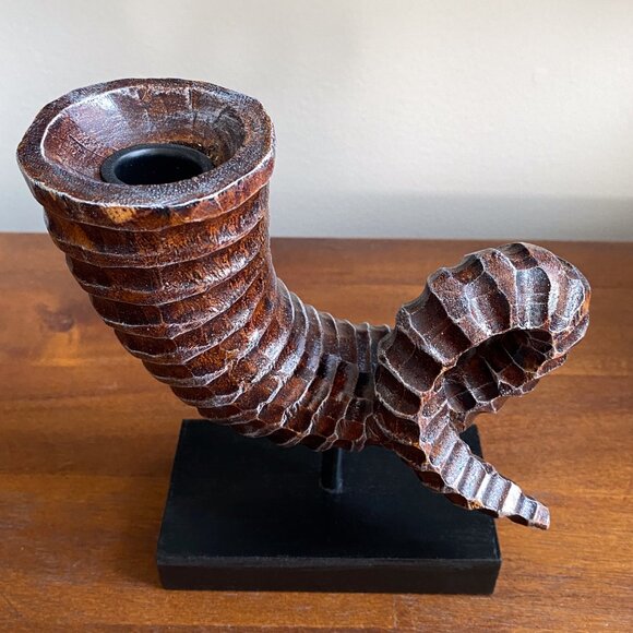 Handmade Brown Wooden Spiral Horn - Viking / Skyrim Style - Picture 2 of 9